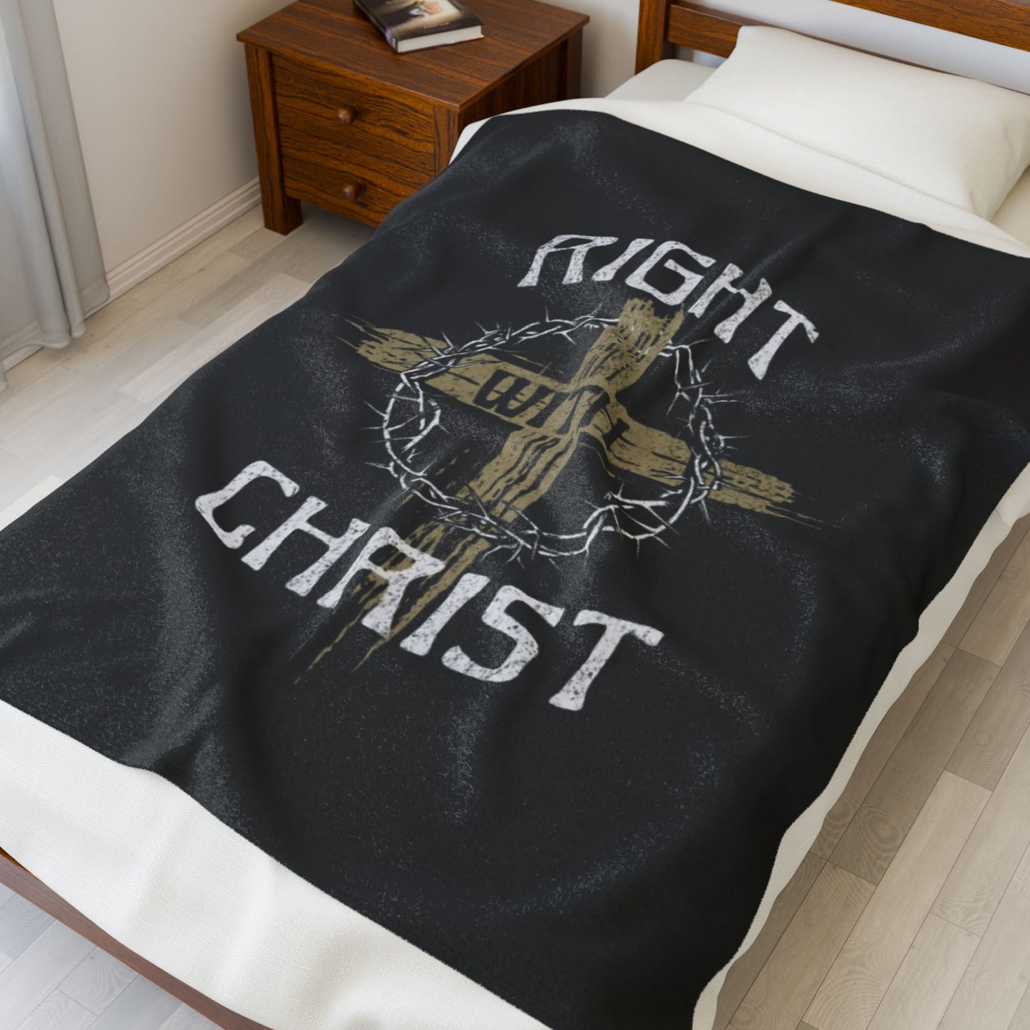 Religious Velveteen Blanket - Right with Christ Design