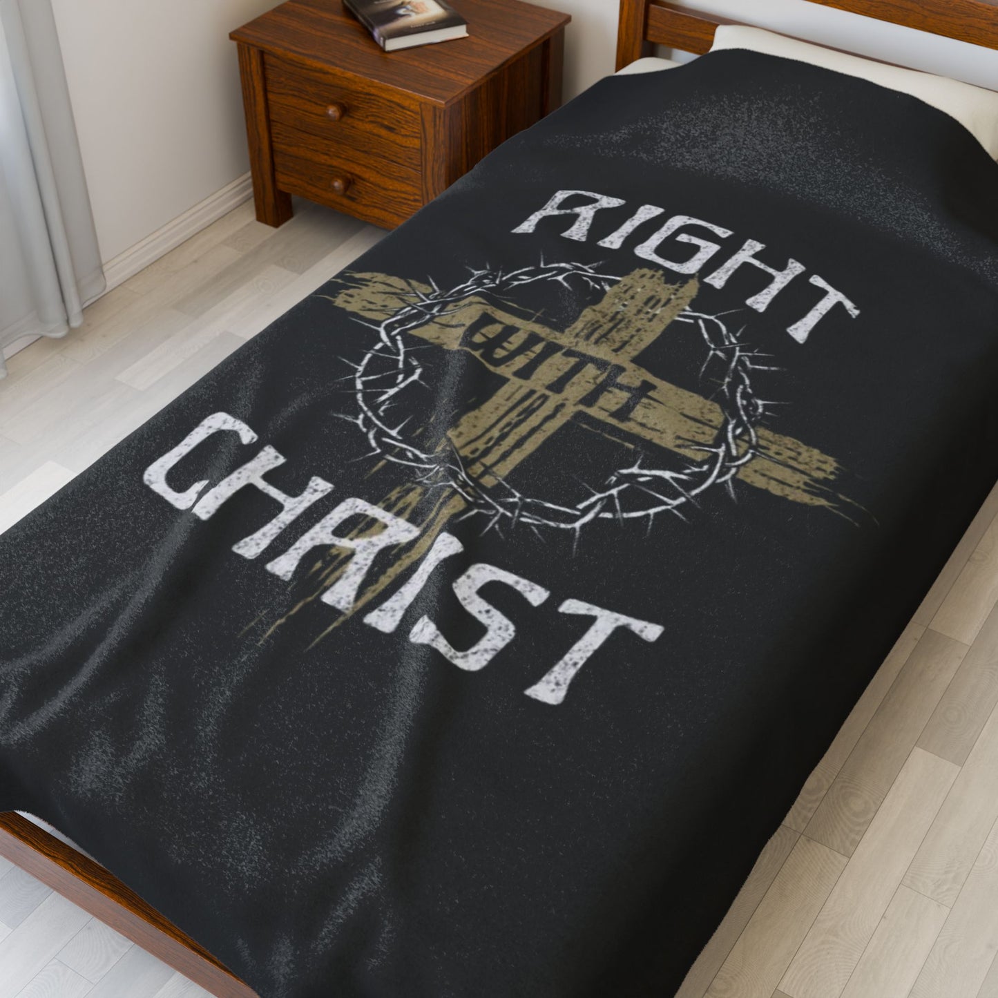 Religious Velveteen Blanket - Right with Christ Design