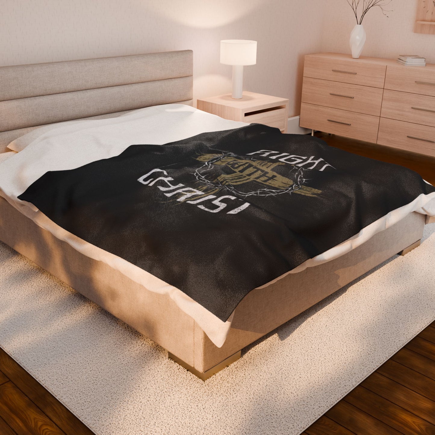 Religious Velveteen Blanket - Right with Christ Design