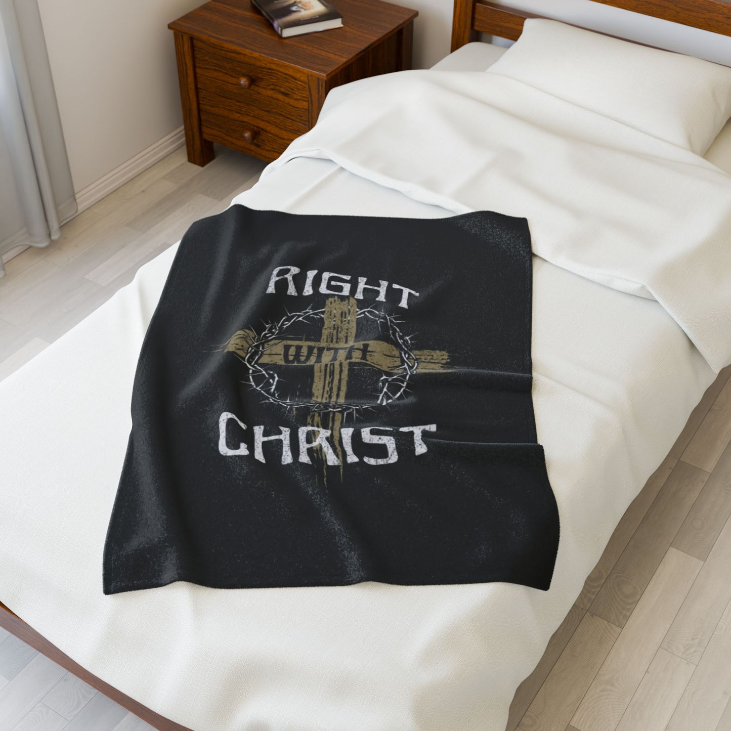 Religious Velveteen Blanket - Right with Christ Design